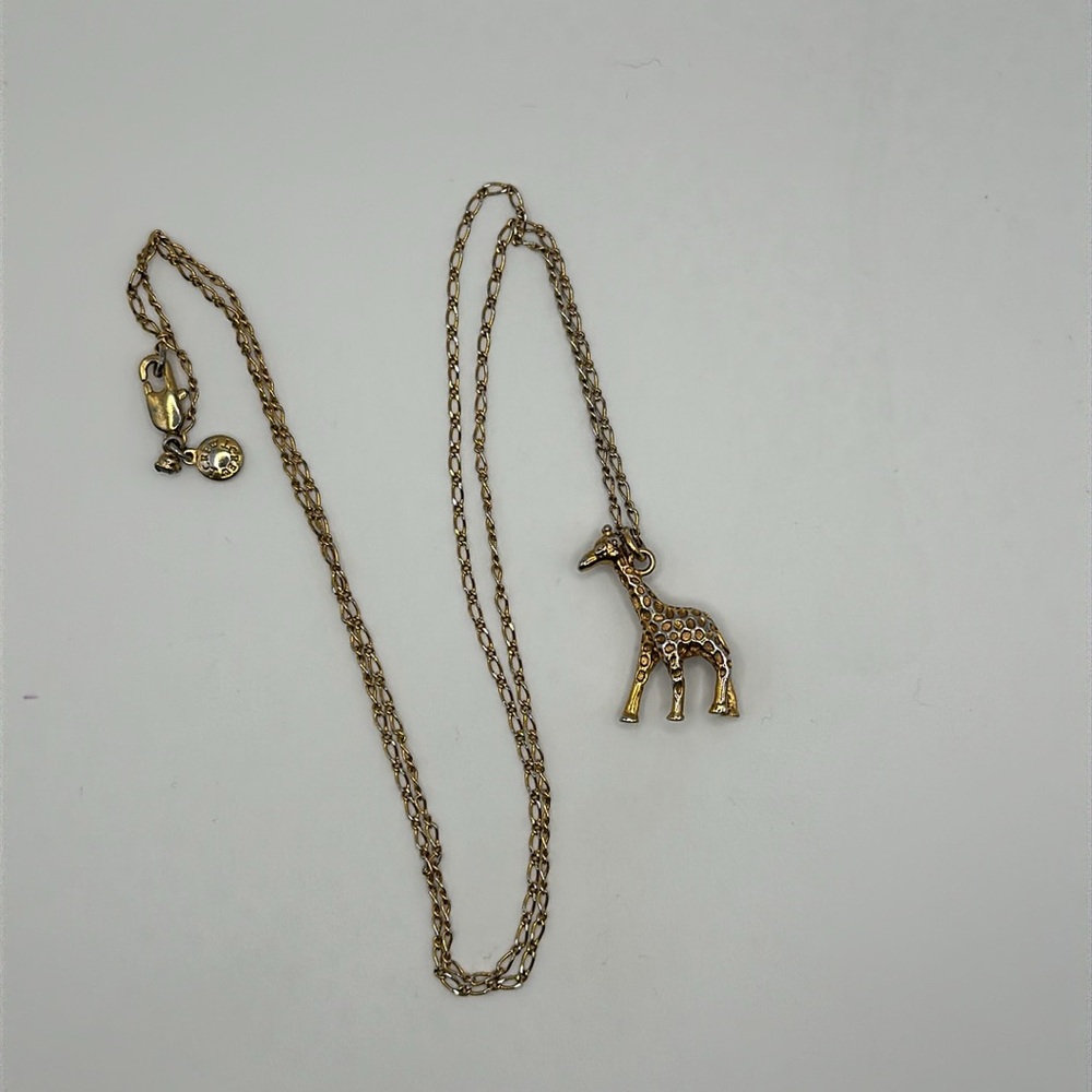 J.Crew Giraffe Charm Necklace - Gold Tone Long Necklace, Classic Style